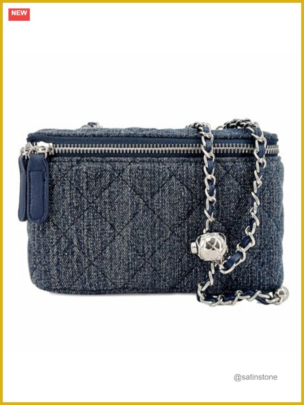 Quilted Denim Crossbody Mini Purse Textured Vanity Bag